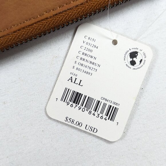 Free People Wallet Wristlet in Distressed Caramel Brown Vegan Leather-look - Picture 2 of 9